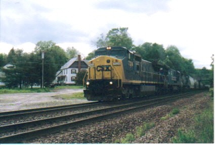Photo of csx c40-8w#7324 on an eastbound train at hinsdale ma
