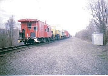 Photo of the red caboose on the high and wide train at westpittsfield ma