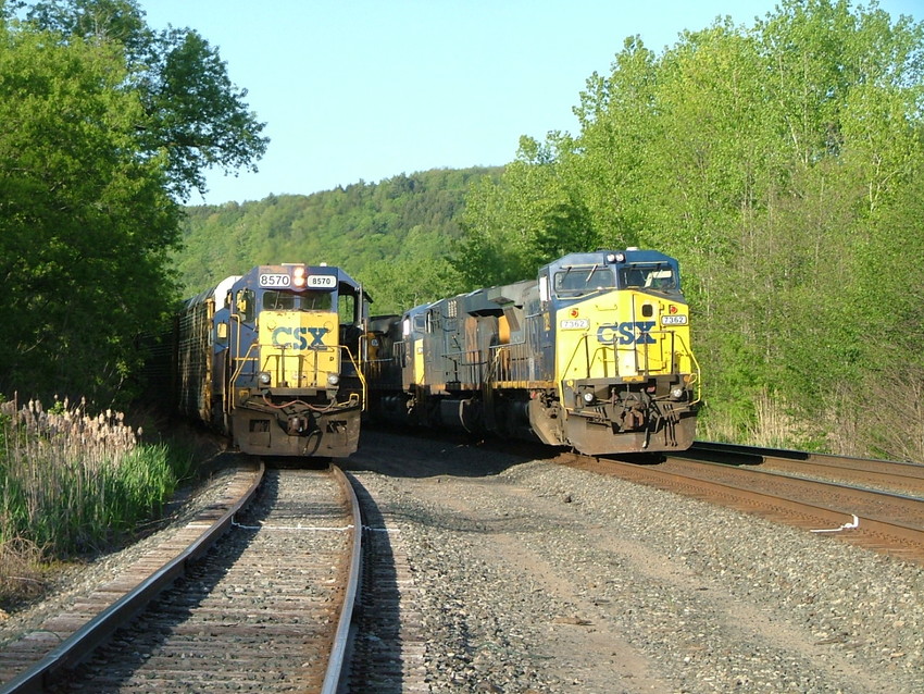 Photo of two csx trains at littlefalls ny
