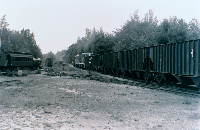Photo of gravel train passing the Wolfboro junction