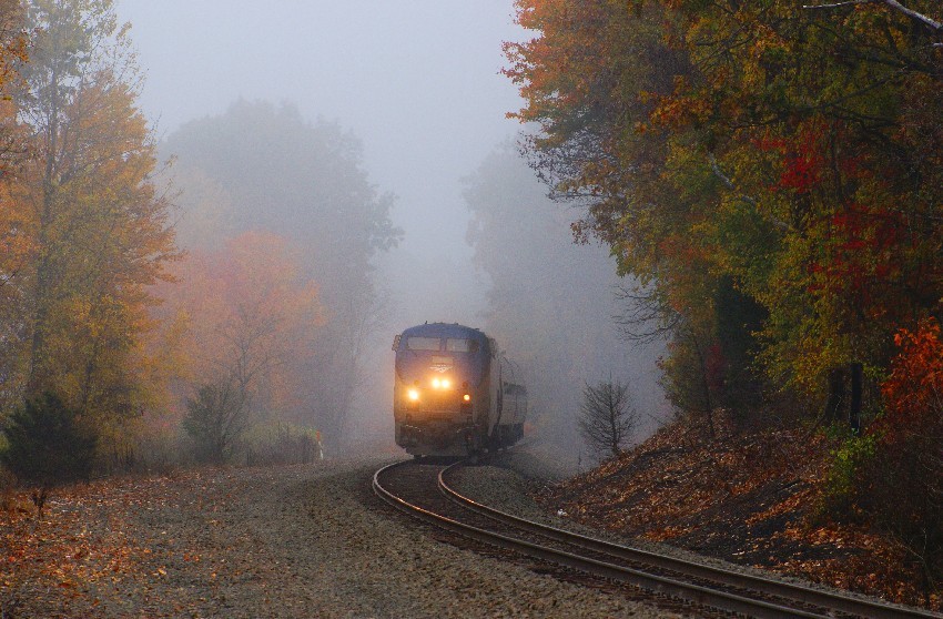 Photo of Amtrak in fog