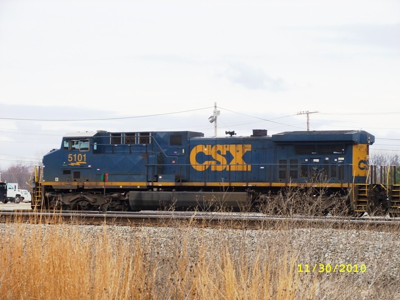 Photo of CSX#5101e is tied down at Rigby.
