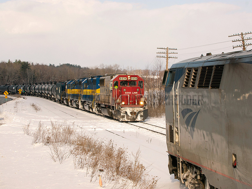 Photo of CPR 666-801 Meets Amtrak 69 at Ticonderoga