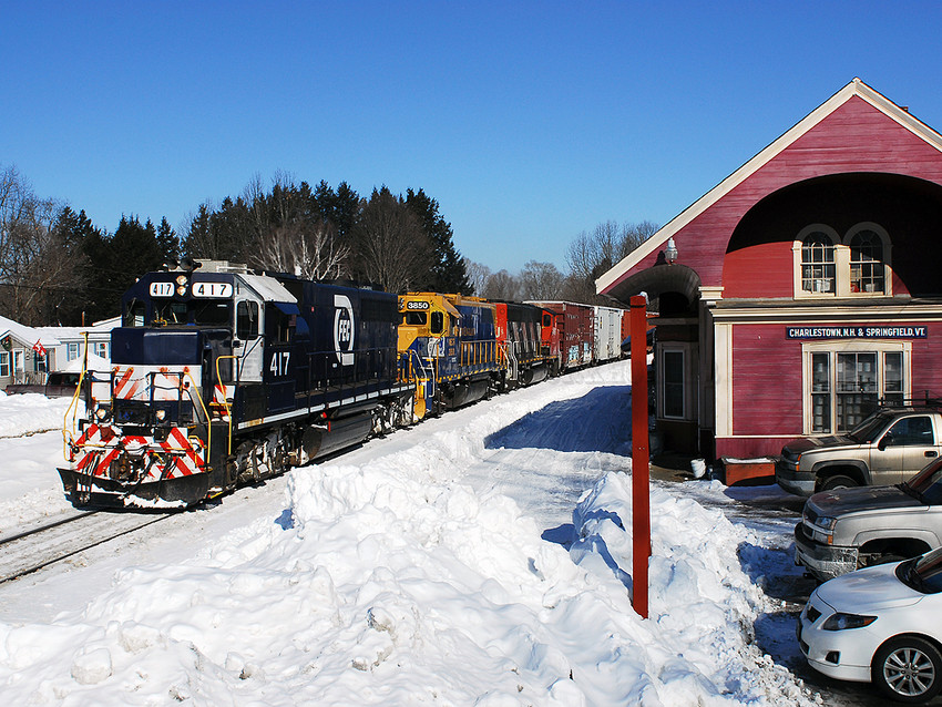 Photo of NECR 324 Passes Charlestown, NH Depot