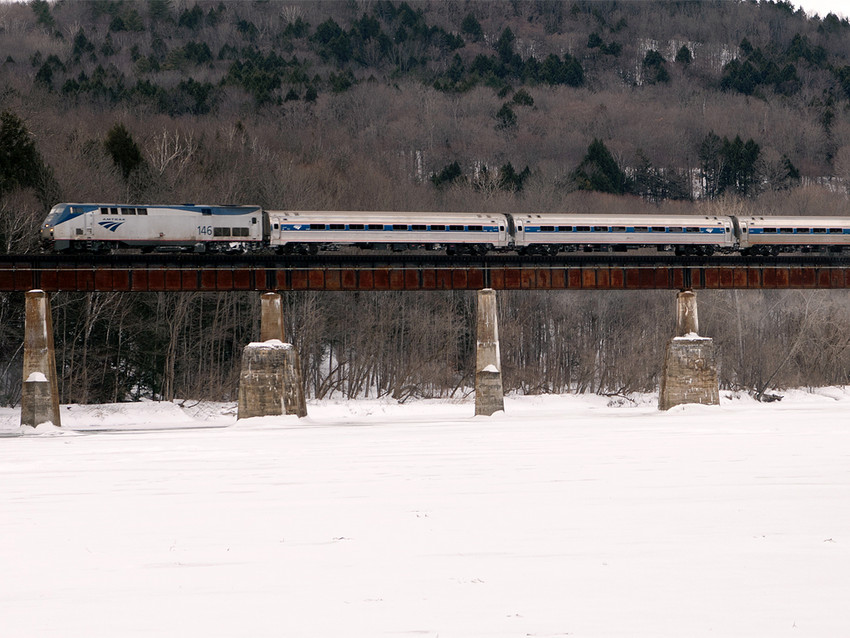 Photo of Amtrak Vermonter southbound Crosses White River