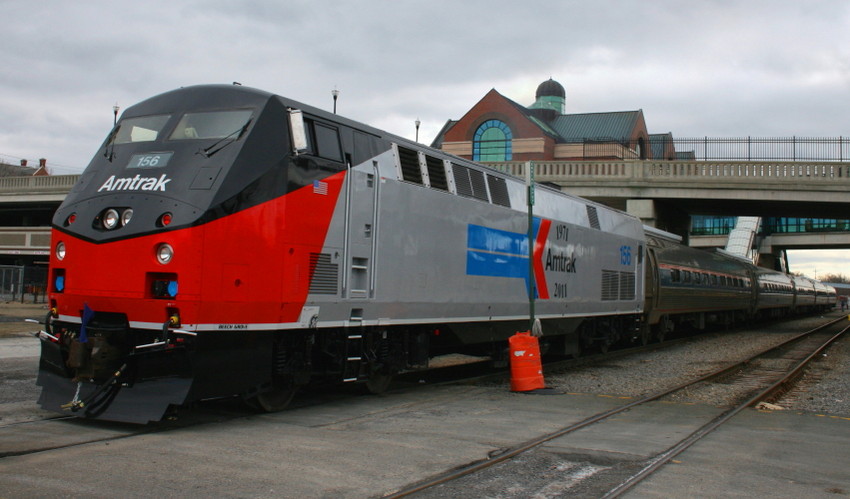 Photo of Amtrak train 69 prepares to depart Albany, NY today with the 156 leading