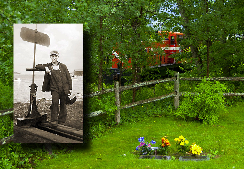 Photo of Railroadman Clyde Page (1907-1975) is never far from the B&MLRR rails...