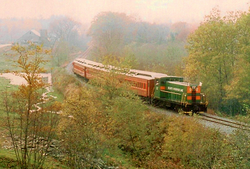 Photo of BML#52 pulling a three coach passenger consist