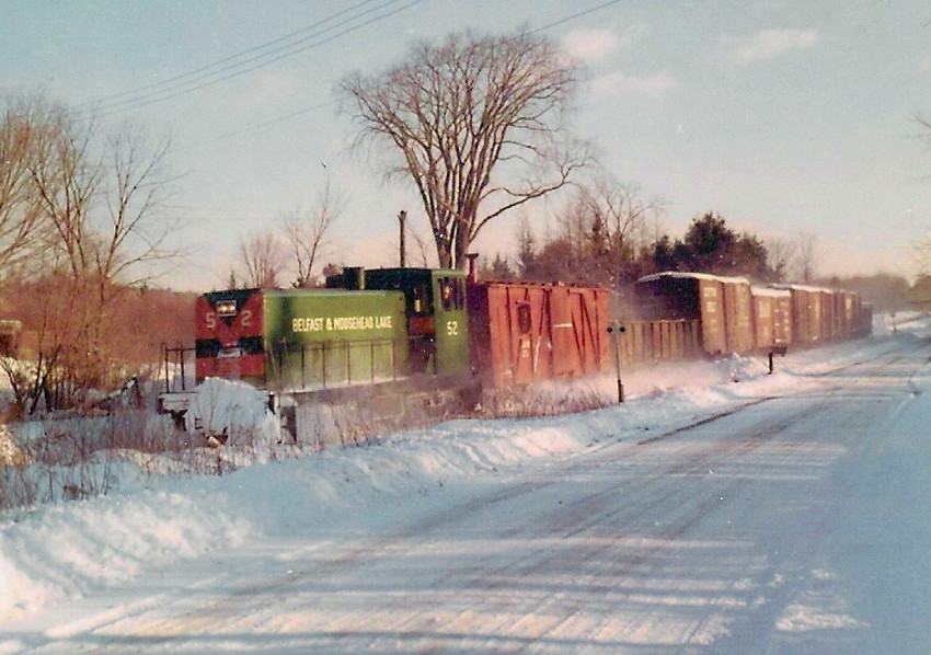 Photo of BML#52 and flanger on a winter freight run
