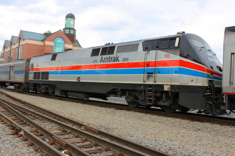 Photo of Amtrak train 448 with Heratage Unit 66 at Albany, NY