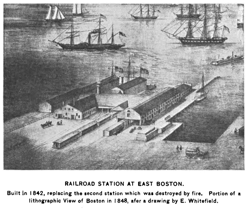 Photo of Eastern Railroad's East Boston Station and Wharf