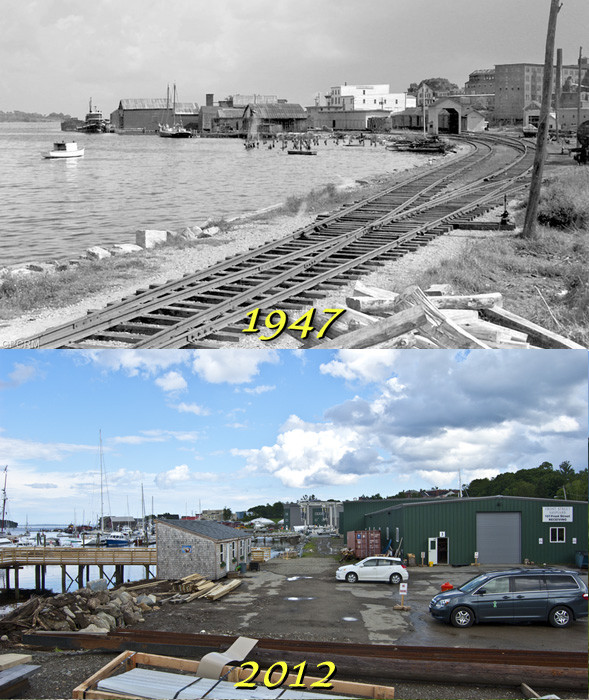 Photo of Site of the B&MLRR Belfast Yard in 1947 and 2012