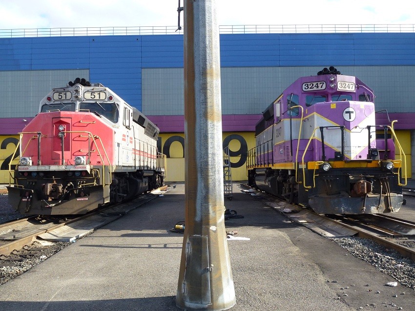 Photo of MBTA GP40-1 3247 & Ex. MARC GP40WH-2 51 at BET