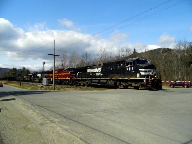 Photo of nofolk southern loaded bow coal train with pennsylvania railroad heritage