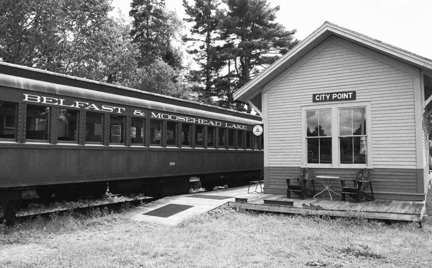 Photo of BML#3248, a 1926 former DL&WRR chair car at City Point station, Belfast, ME