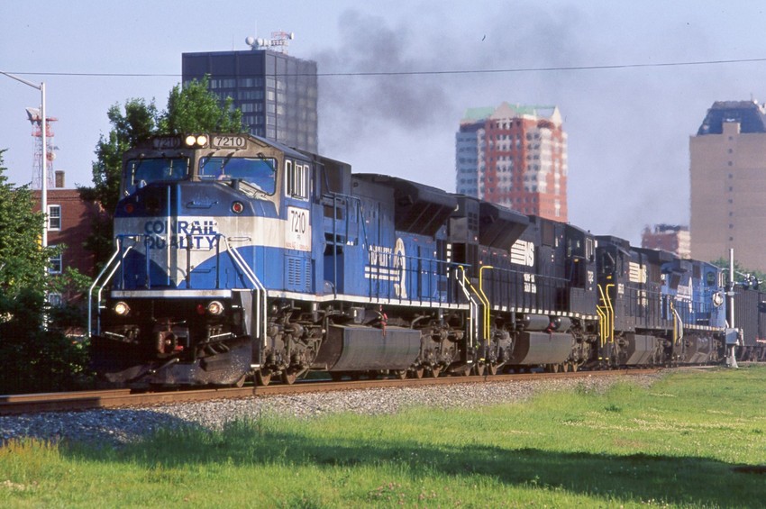Photo of Two NS SD80MAC's on a loaded coal train