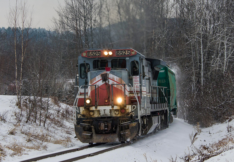 Photo of MMA 710 heads north out of Newport, VT