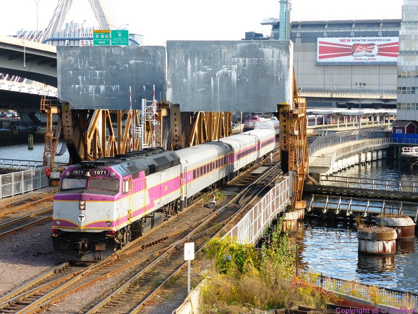 Photo of MBTA 1071 heads out to Lowell