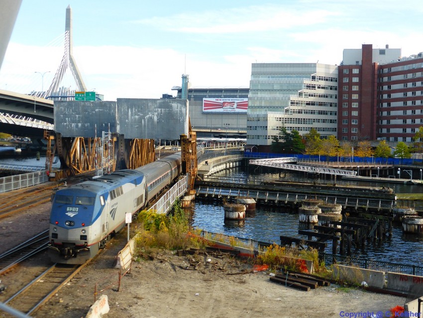 Photo of Amtrak 129 trails on the Downeaster