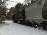 Photo of A CSX freight works its way through Medfield.