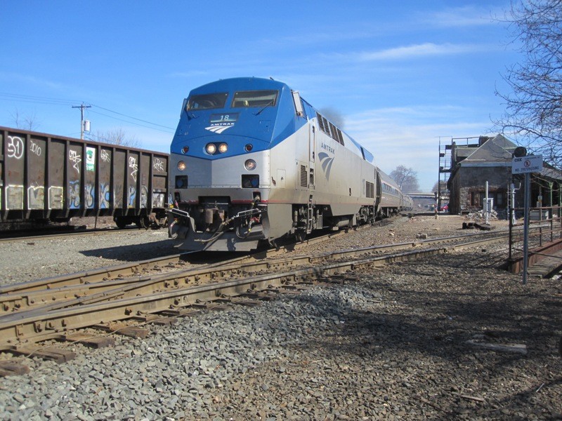 Photo of Amtrak Lake Shore Limited flying by Palmer, MA