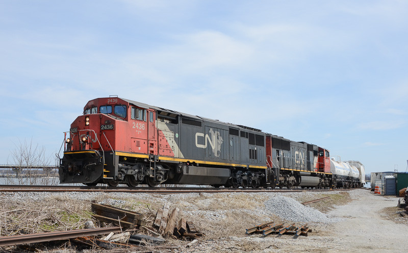 Photo of CN train 323 rolls off the Alburgh trestle.