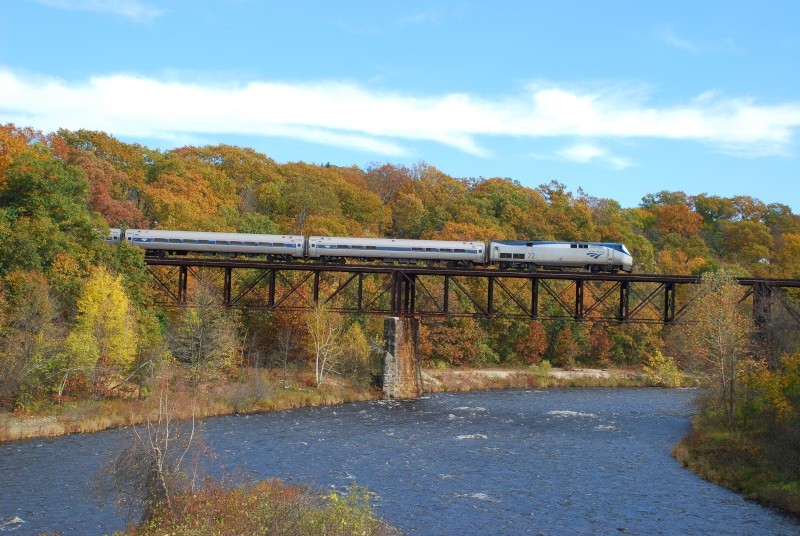 Photo of Amtrak southbound Vermonter Millers Falls MA