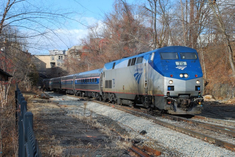 Photo of Amtrak southbound Vermonter arriving Greenfield MA