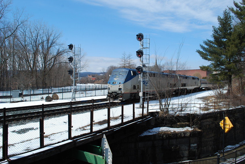 Photo of amtrak 57 pulling into the train station @ greenfield ma