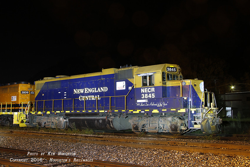 Photo of Night Photo of NECR GP38DC #3845 @ White River Junction