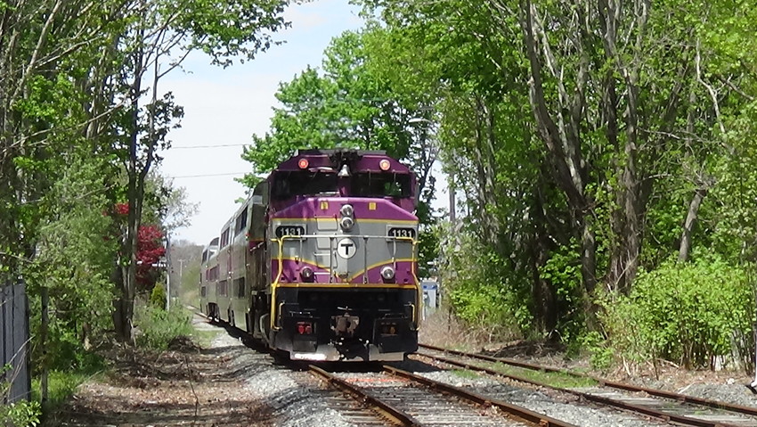 Photo of MBTA fire drill train at Sandwich heading to Middleboro