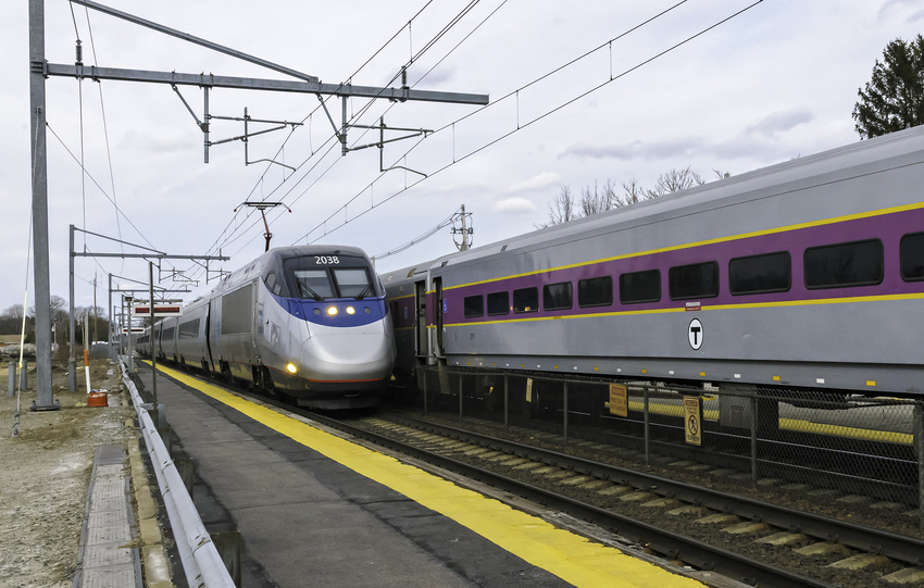 Photo of Acela Passing MBTA at Mansfield, MA