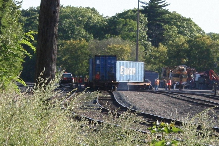 Photo of Intermodal car derailed at East End of Waterville, Maine Yard, 9/3/2016