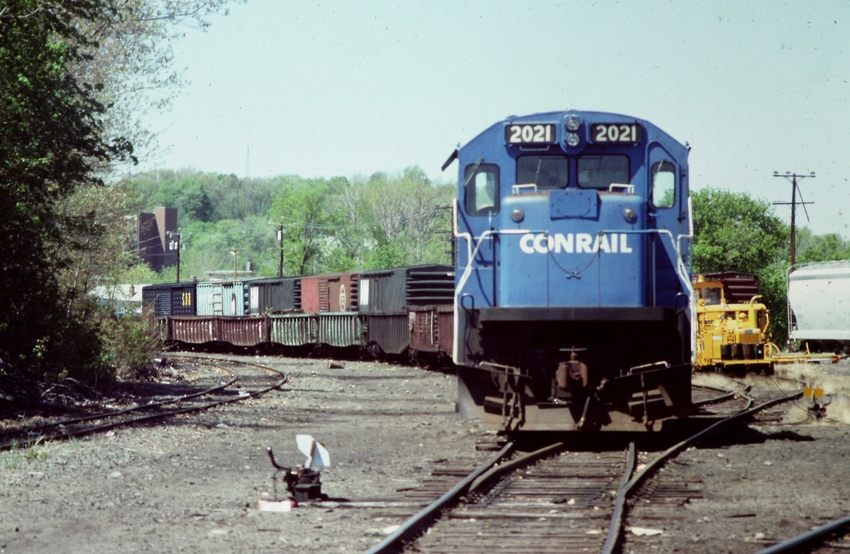 Photo of Conrail work train in the yard at Leominster,Mass