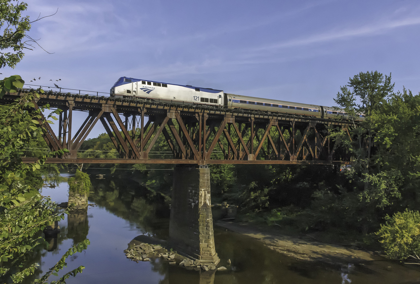 Photo of Amtrak Vermonter Crossing Deerfield River