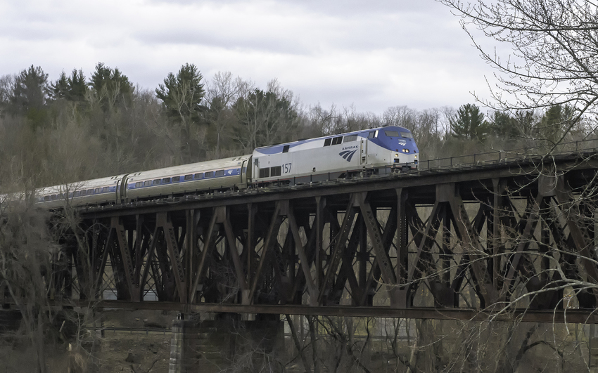Photo of Amtrak Vermonter Crossing Deerfield River Southbound