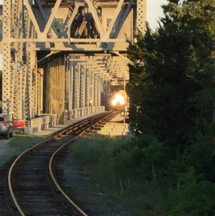 Photo of MBTA Capeflyer crossing the Railroad Bridge