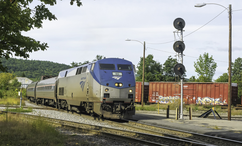 Photo of Southbound Vermonter Arriving at Bellows Falls, VT