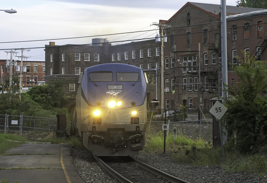 Photo of Northbound Vermonter Approaching Its Bellows Falls Stop