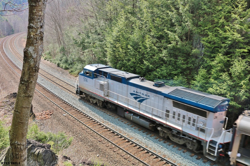 Photo of Amtrak with Conneticut DOT car in Chester