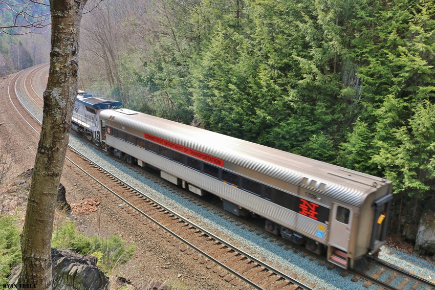 Photo of Amtrak with Connecticut DOT car in Chester
