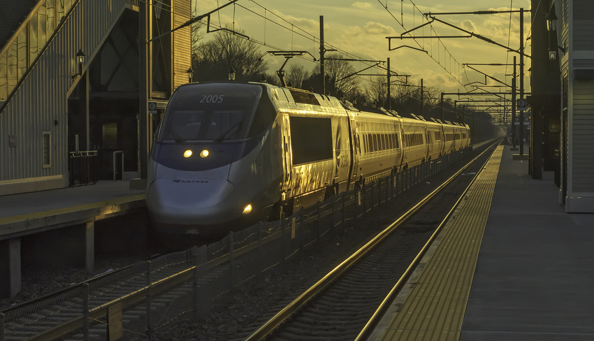 Photo of Acela Train 2160 Passing Kingston in Late Afternoon Light