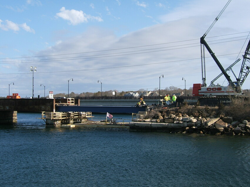 Photo of Cohasset Narrows RR Bridge reconstruction underway in Buzzards Bay, MA