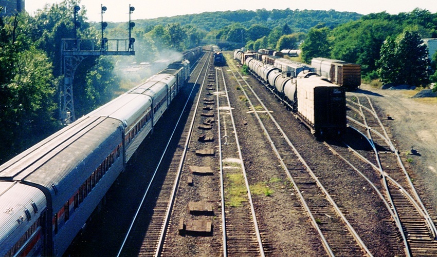 Photo of Amtrak 449 at Framingham - F40s, Heritage cars, and MHCs -2