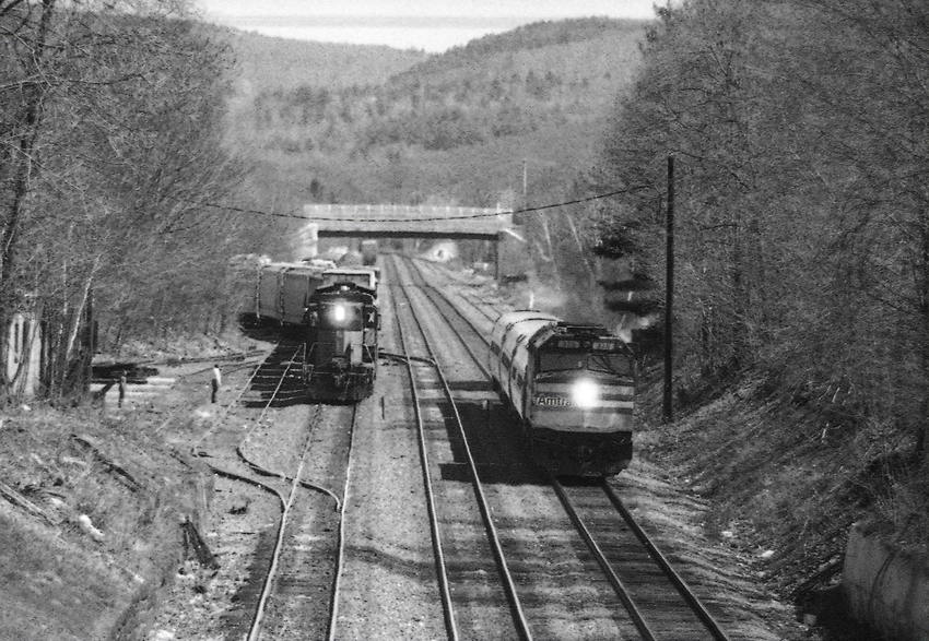 Photo of Amtrak's Washington-bound Bay State Passes Mass Central at Palmer