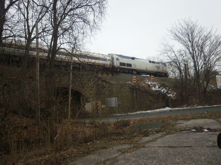 Photo of Vermonter  @skew arched brownstone rail bridge Yalesville
