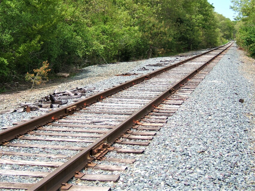 Photo of Falmouth Secondary Line marked for new RR ties