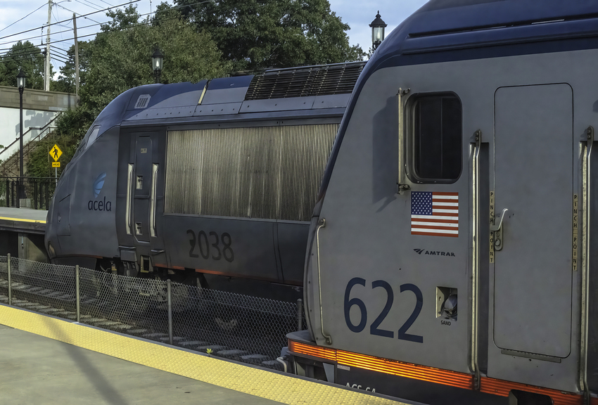 Photo of Acela and ACS-64 Side by Side at Kingston Station